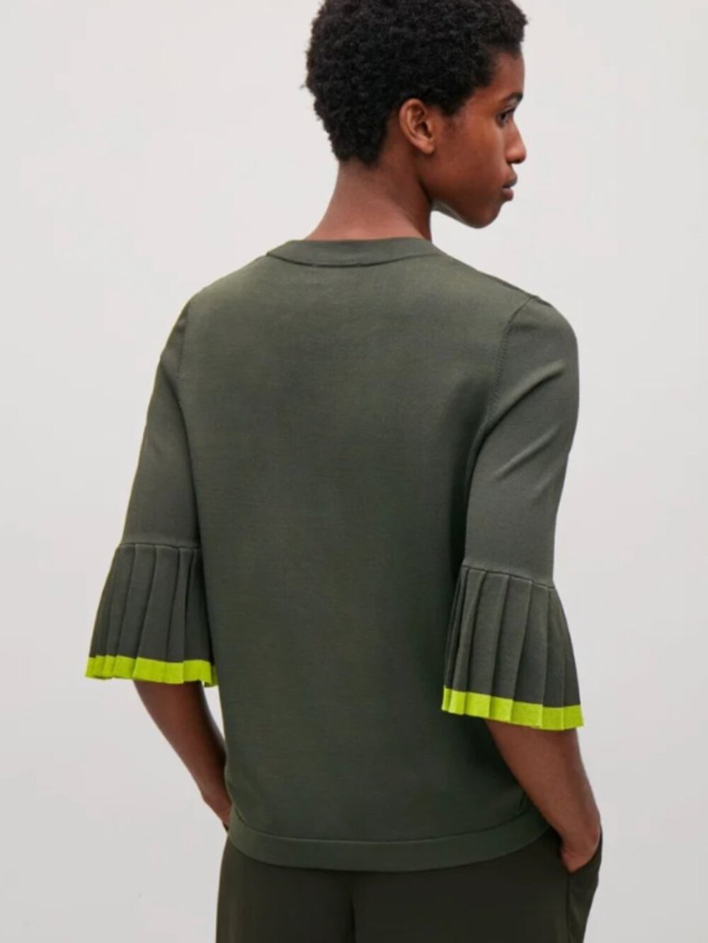 COS Pleated Sleeve Top - Green